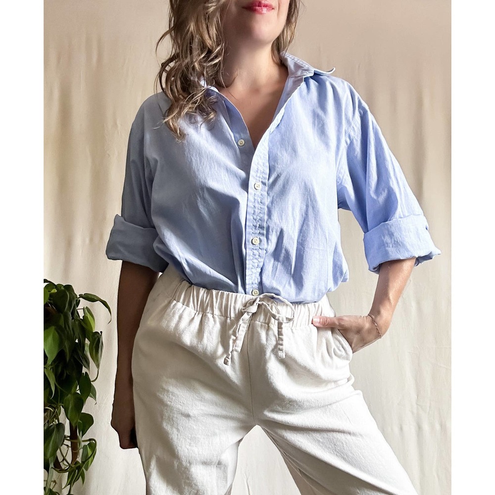 Blue Cotton Long Sleeve Oversized Button Down (fits S-XL)